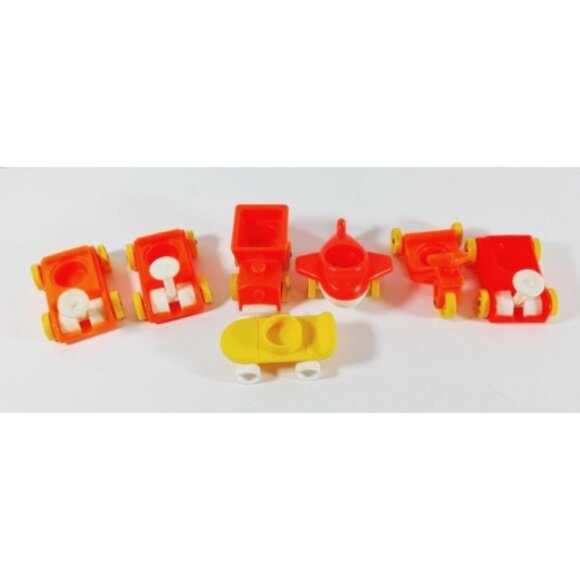 Vintage Fisher Price Little People Little Riders Lot of 7 Plane train skateboard - Picture 1 of 6